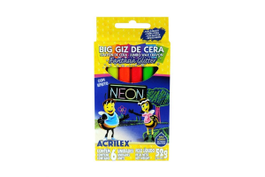 GIZ DE CERA BIG NEON GLITTER ACRILEX C/6
